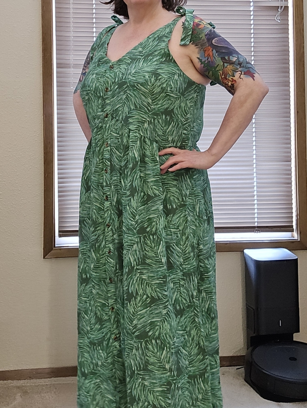 NWT Dip Green Tropical Palm Print Maxi Dress - Size 1X